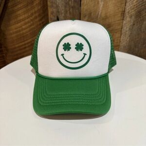 Baseball Cap Shamrock Smiley Face Green Snapback Hat Unisex Adults New